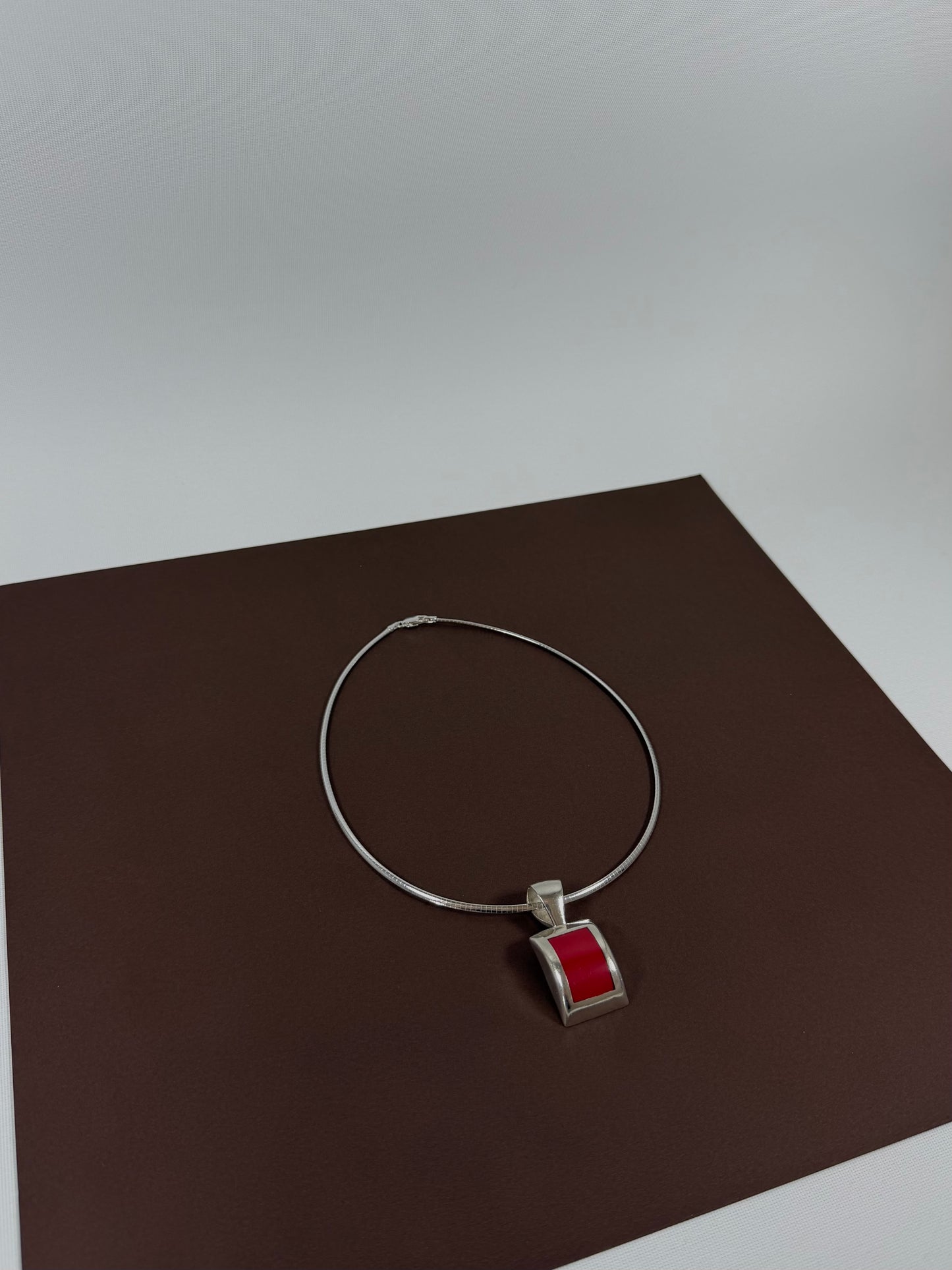 Sterling silver red jade pendant