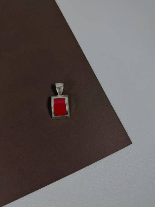 Sterling silver red jade pendant